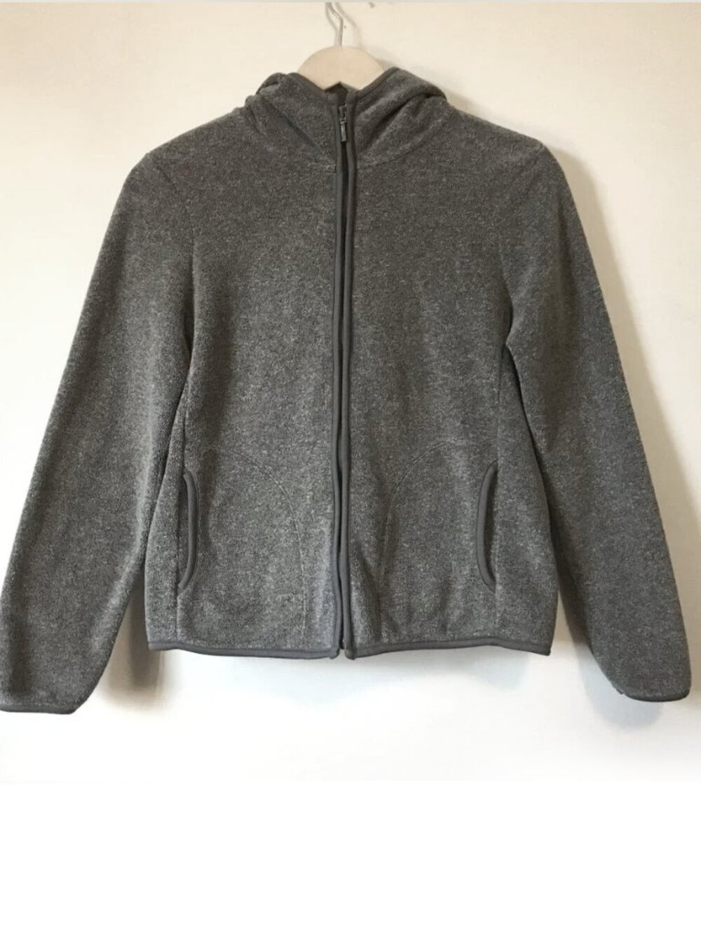 Lativ Grey Zip Up Fleece Hoodie Sweatshirt Medium Cabincore Acubi